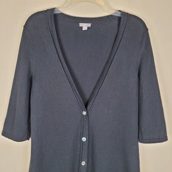 J. Jill Size XS Cotton Cashmere Lightweight Soft 3/4 Sleeve Knit Cardigan Black - Picture 4 of 11